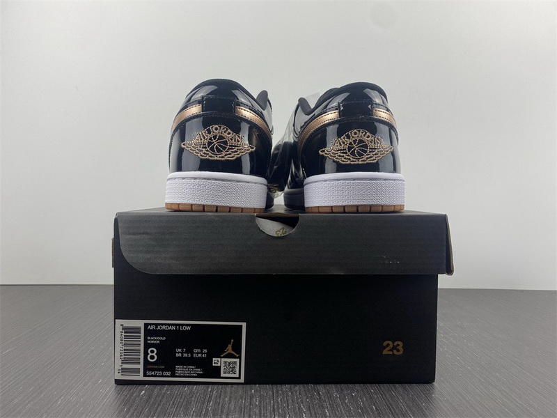 Air Jordan 1 Retro Low Black Gold Patent 554723-032