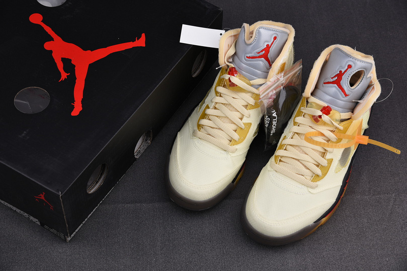 Off White x Air Jordan 5 Sail Red DH8565-100