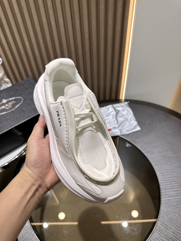 Prada Systeme Brushed Leather Sneakers