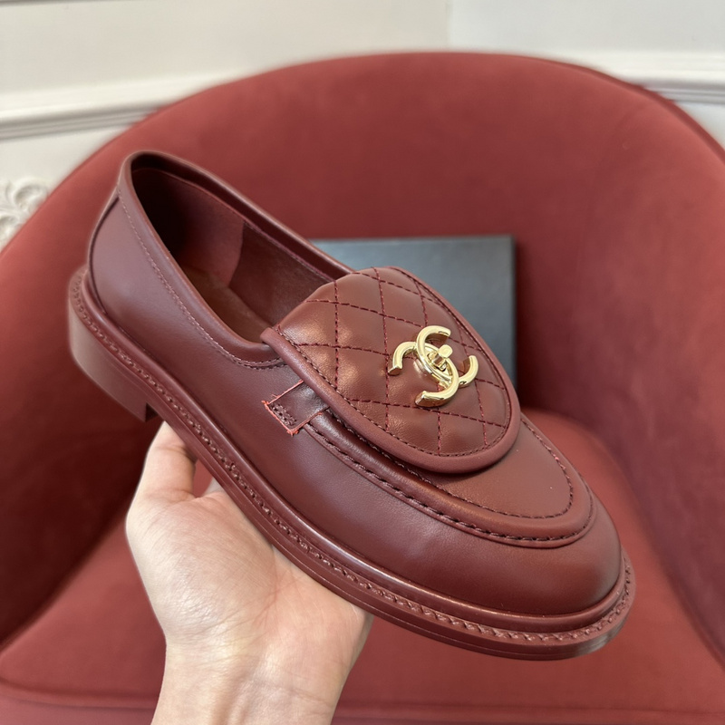 Chanel  Leather CC Logo Loafers