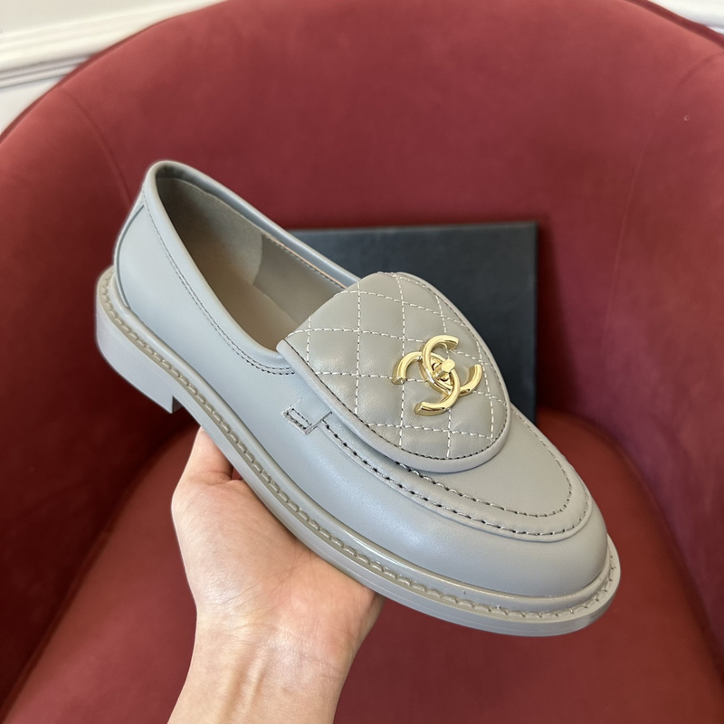 Chanel  Leather CC Logo Loafers