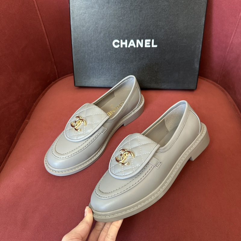 Chanel  Leather CC Logo Loafers