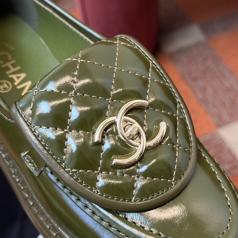 Chanel Leather CC Logo Loafers