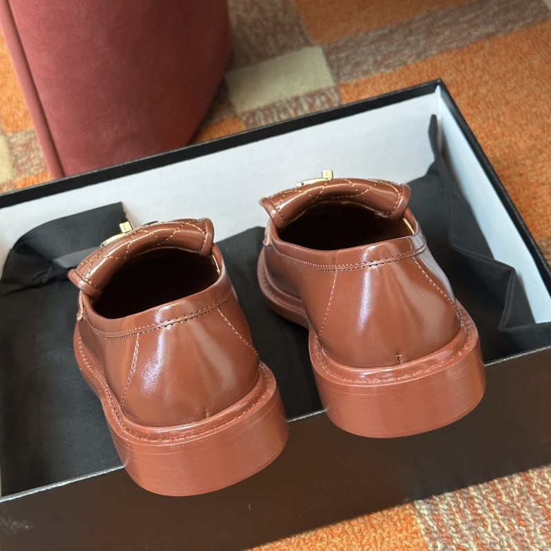 Chanel  Leather CC Logo Loafers