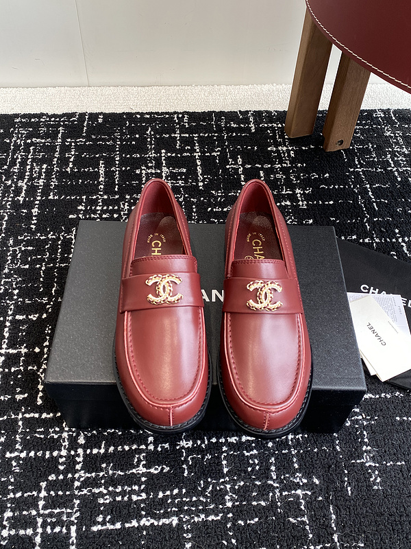 Chanel  Leather CC Logo Loafers