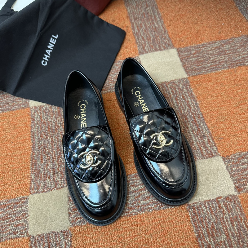 Chanel Leather CC Logo Loafers