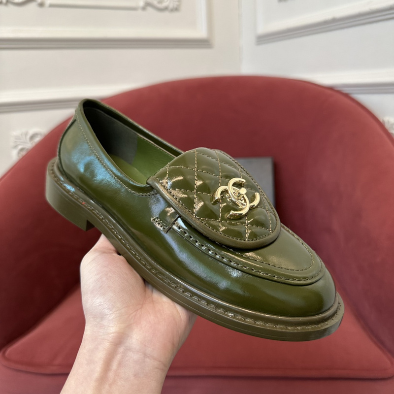 Chanel  Leather CC Logo Loafers