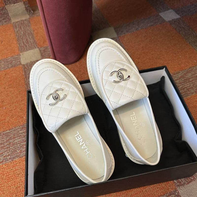 Chanel Leather CC Logo Loafers