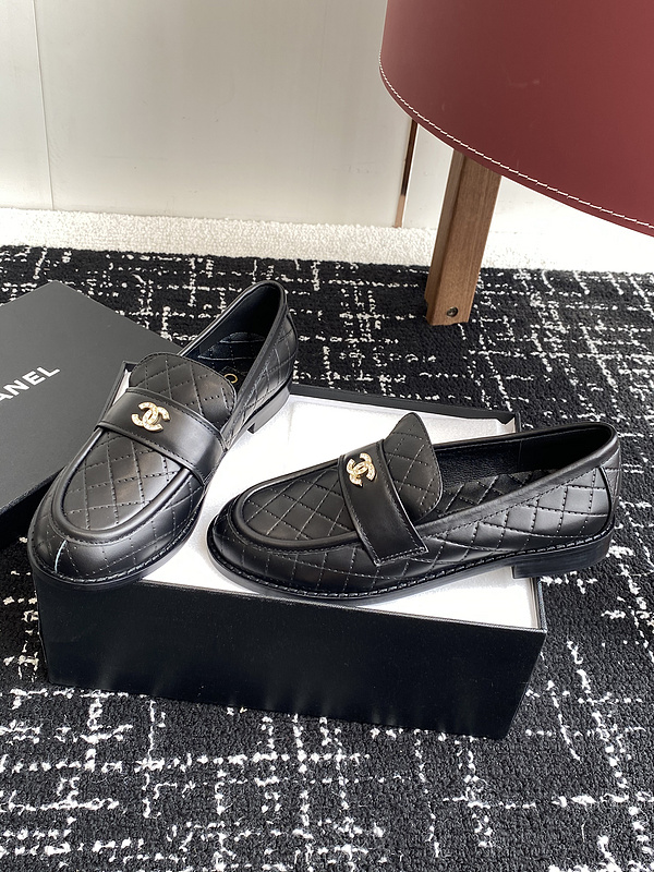 Chanel  Leather CC Logo Loafers