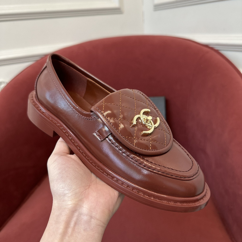 Chanel  Leather CC Logo Loafers